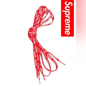 Supreme Red and White Logo Laces